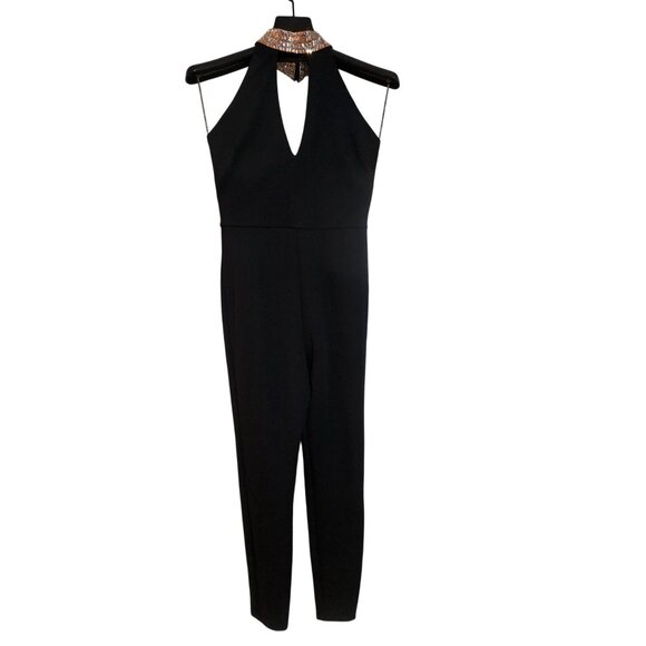 Bebe Black S Halter Jumpsuit Girls Night Out Cocktails Minimalist Quiet Luxury - Picture 4 of 16